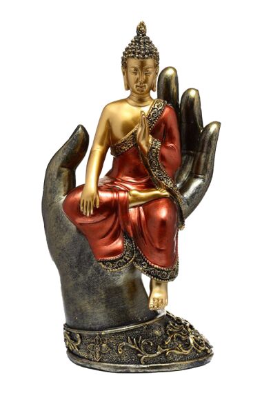 Guld Buddha Staty i Hand