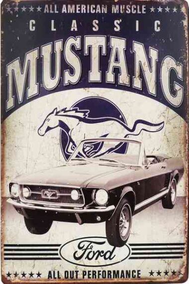 Tavla Plåtskylt Retro Ford Mustang