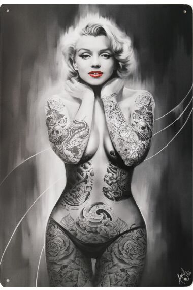 Tavla Plåtskylt Retro Marilyn Monroe Tatuering