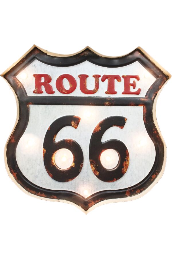 Retro Metallskylt Route 66 LED ljus