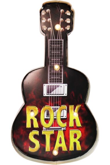Retro Metallskylt Guitar Rock Star LED ljus