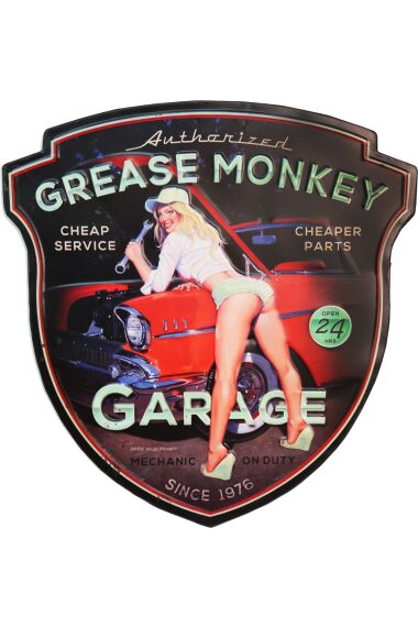Retro Metallskylt Grease Monkey Garage