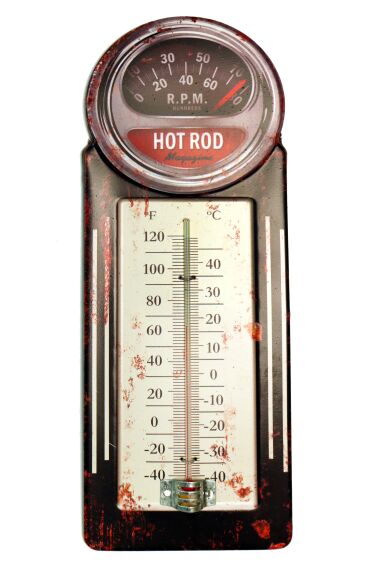 Retro Metallskylt Termometer Hot Rod