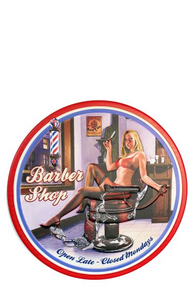 Retro Metallskylt Barber Shop Pin Up Girl