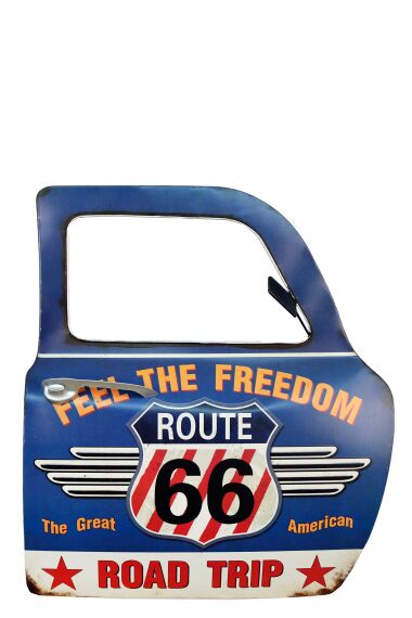 Retro Metallskylt Bildörr Route 66 Freedom