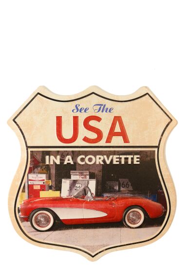 Retro Metallskylt See The USA in a Corvette