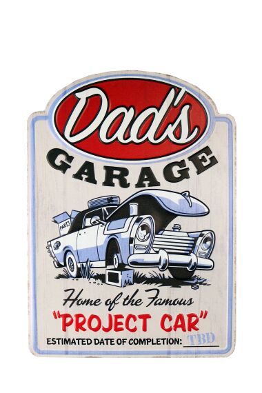 Retro Metallskylt Dad`s Garage Project Car