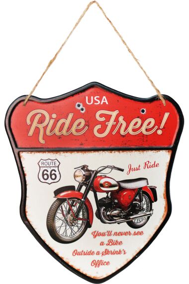 Retro Metallskylt Ride Free Route 66