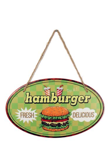 Retro Metallskylt Hamburger
