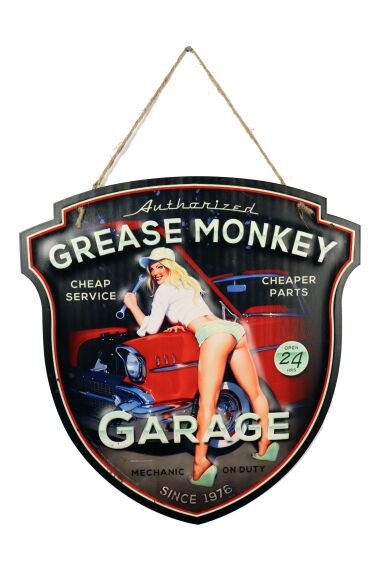 Retro Metallskylt Grease Monkey Garage
