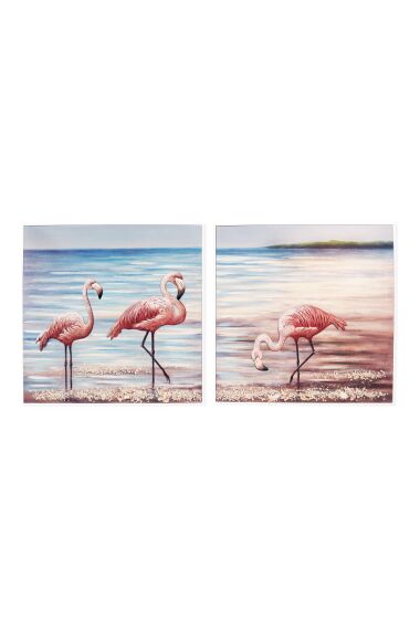Tavla Oljemålning Flamingos 2 delar