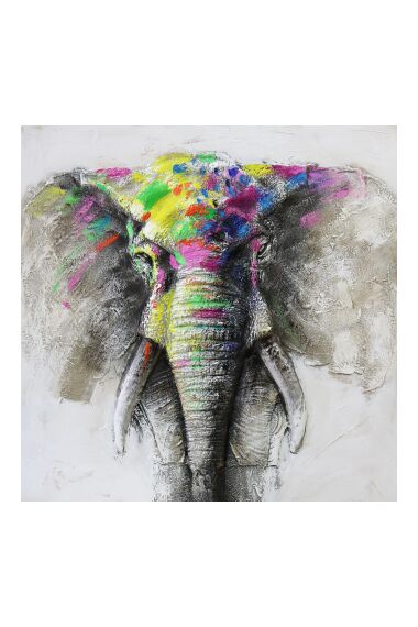 Tavla Oljemålning Elephant