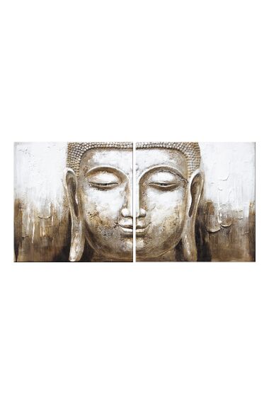 Tavla 3D Olje Målning Buddha Dubbel